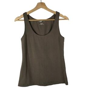 H&M Brown Scoop Neck Fitted Pima Cotton Tank Top M
